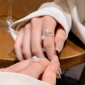Women's Pearl Ring Exquisite Stylish Opening Adjustable - Zambeel