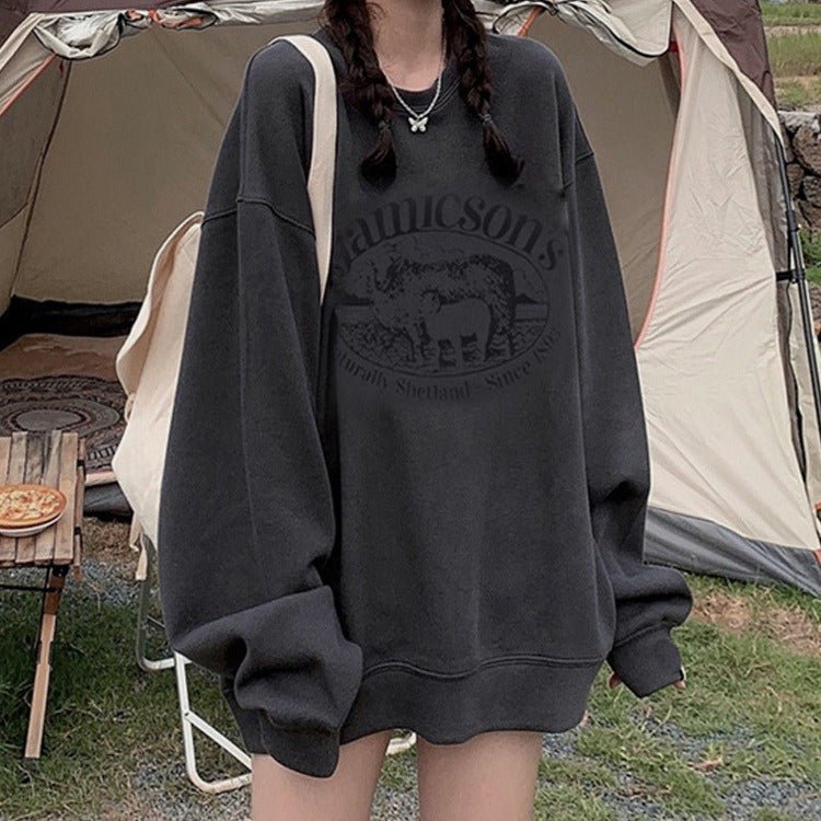 Women's Relaxed - fit Casual Hoodie With A Crew Neck - Zambeel