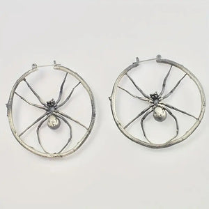 Womens Retro Statement - Style Round Spider - Shape Hollow Earrings - Zambeel