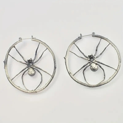 Womens Retro Statement - Style Round Spider - Shape Hollow Earrings - Zambeel