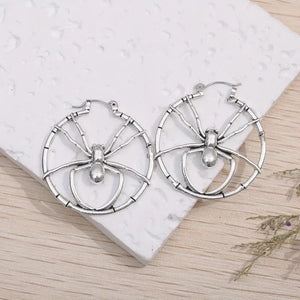 Womens Retro Statement - Style Round Spider - Shape Hollow Earrings - Zambeel