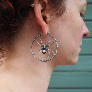 Womens Retro Statement - Style Round Spider - Shape Hollow Earrings - Zambeel