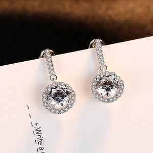 Womens Round Full - Diamond - Inlaid Fashion Earrings - Zambeel
