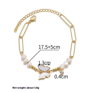 Women's Shell Butterfly Pearl Handmade Beaded Bracelet - Zambeel