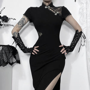 Women's Slim - fit Patchwork Cheongsam Dress - Zambeel