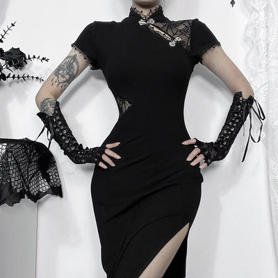 Women's Slim - fit Patchwork Cheongsam Dress - Zambeel