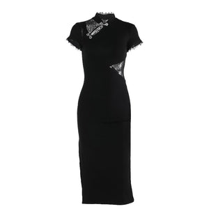Women's Slim - fit Patchwork Cheongsam Dress - Zambeel