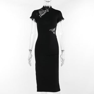 Women's Slim - fit Patchwork Cheongsam Dress - Zambeel
