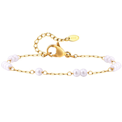 Women's Stainless Steel Pearl Bracelet - Zambeel