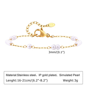 Women's Stainless Steel Pearl Bracelet - Zambeel