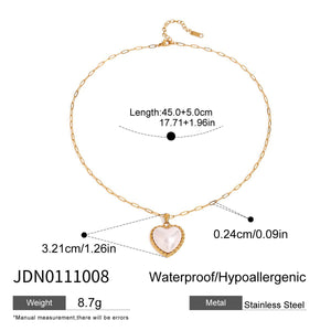 Womens Stainless Steel Threaded Heart Pearl Pendant Necklace - Zambeel