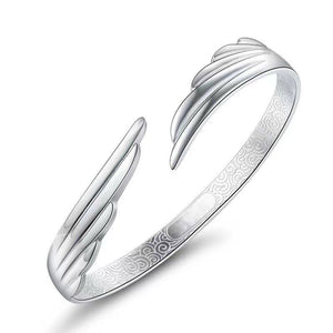 Women's Stylish Opening White Copper Silver - plated Bracelet Angel Wings - Zambeel