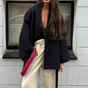 Women's V - neck Lace - up Chanel - style Long - sleeve Jacket - Zambeel