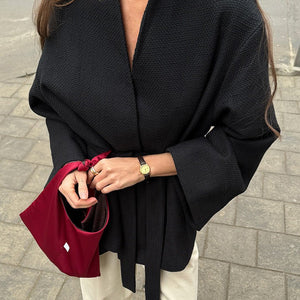 Women's V - neck Lace - up Chanel - style Long - sleeve Jacket - Zambeel