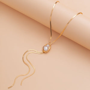 Women's Y - shaped Clavicle Chain Inlaid With Pearls - Zambeel