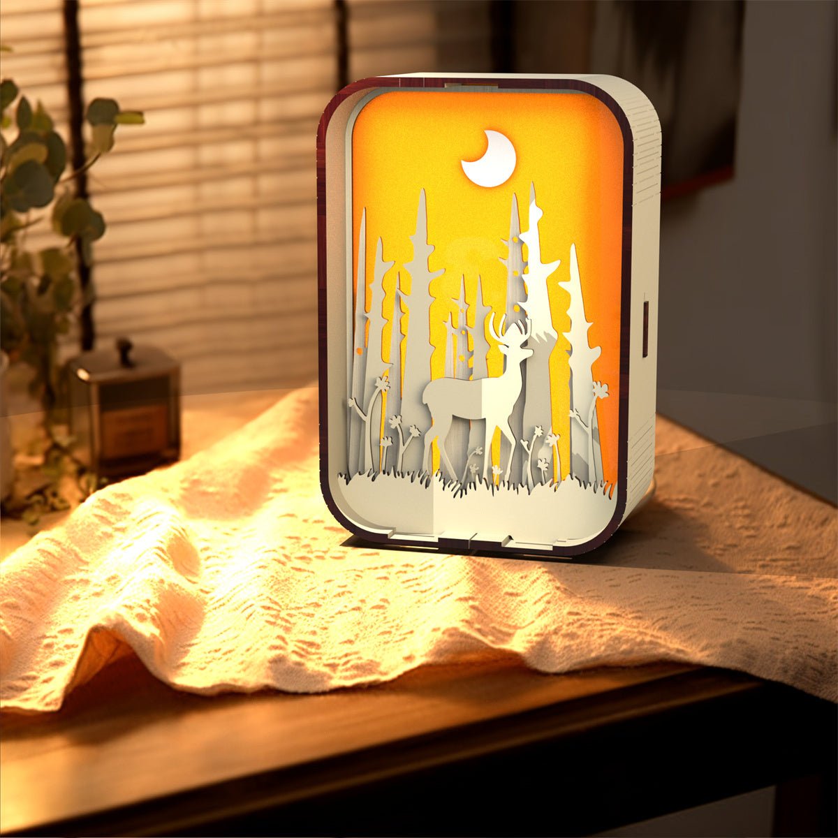 Woodcarving Light Creative Gift Minimalist Bedside Night Light Decoration Desktop Decoration Birthday Gift - Zambeel