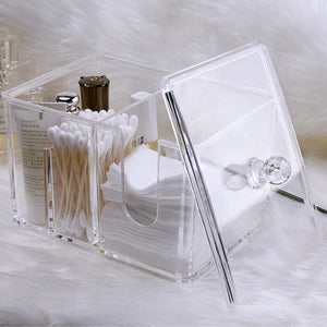Yajule Cosmetic Cotton Storage Box Cotton Swab Box Desktop Dressing Table Cosmetics Dustproof Lipstick Transparent Acrylic - Zambeel