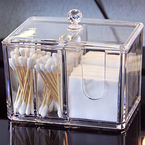 Yajule Cosmetic Cotton Storage Box Cotton Swab Box Desktop Dressing Table Cosmetics Dustproof Lipstick Transparent Acrylic - Zambeel