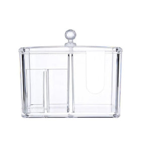 Yajule Cosmetic Cotton Storage Box Cotton Swab Box Desktop Dressing Table Cosmetics Dustproof Lipstick Transparent Acrylic - Zambeel
