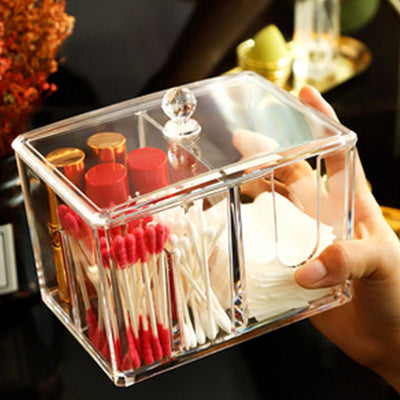 Yajule Cosmetic Cotton Storage Box Cotton Swab Box Desktop Dressing Table Cosmetics Dustproof Lipstick Transparent Acrylic - Zambeel