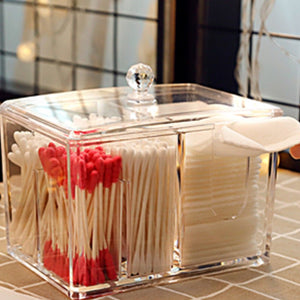 Yajule Cosmetic Cotton Storage Box Cotton Swab Box Desktop Dressing Table Cosmetics Dustproof Lipstick Transparent Acrylic - Zambeel