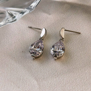Zircon Pendant Earrings Women's Design Silver - Zambeel