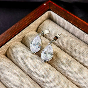 Zircon Pendant Earrings Women's Design Silver - Zambeel